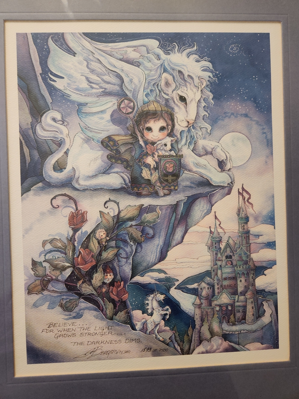 Jody Bergsma Lithograph Limited Numbered Print 8x10 Fantasy Believe Framed 8x10
